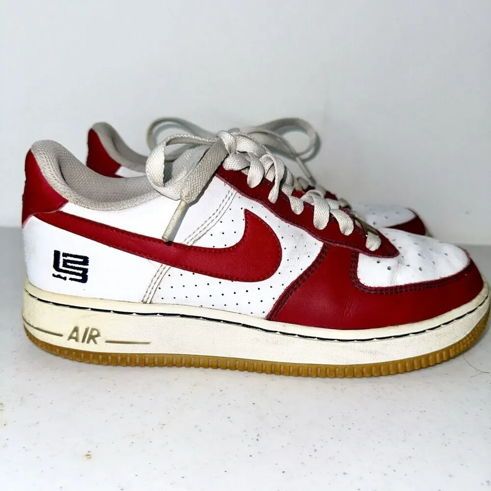 Nike Air Force 1 low LeBron 2009 Sz 5.5‎ youth Rare Retro Red & White